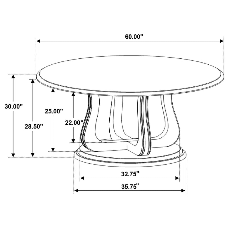 Trofello Round 60-inch Pedestal Dining Table White Washed by Unique Piece Furniture