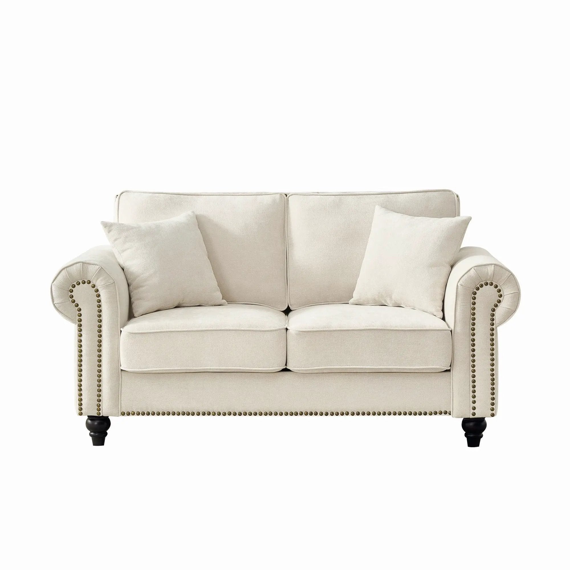 2 Seater Sofa With Rolled Arms, Tufted Upholstered Couch by Unique Piece Furniture