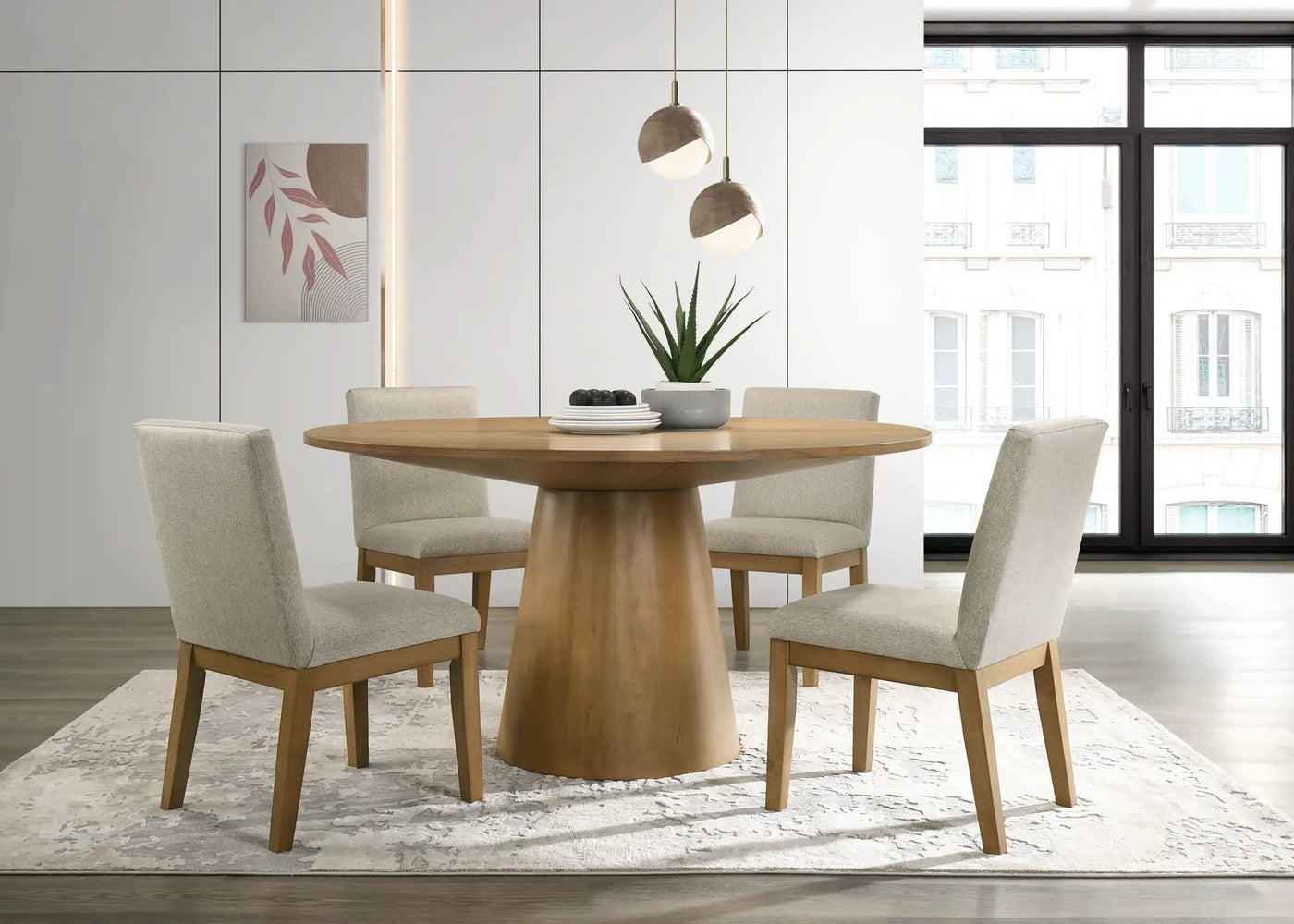 Jasper - Wide Contemporary Round Dining Table Set by HouseOfZazla