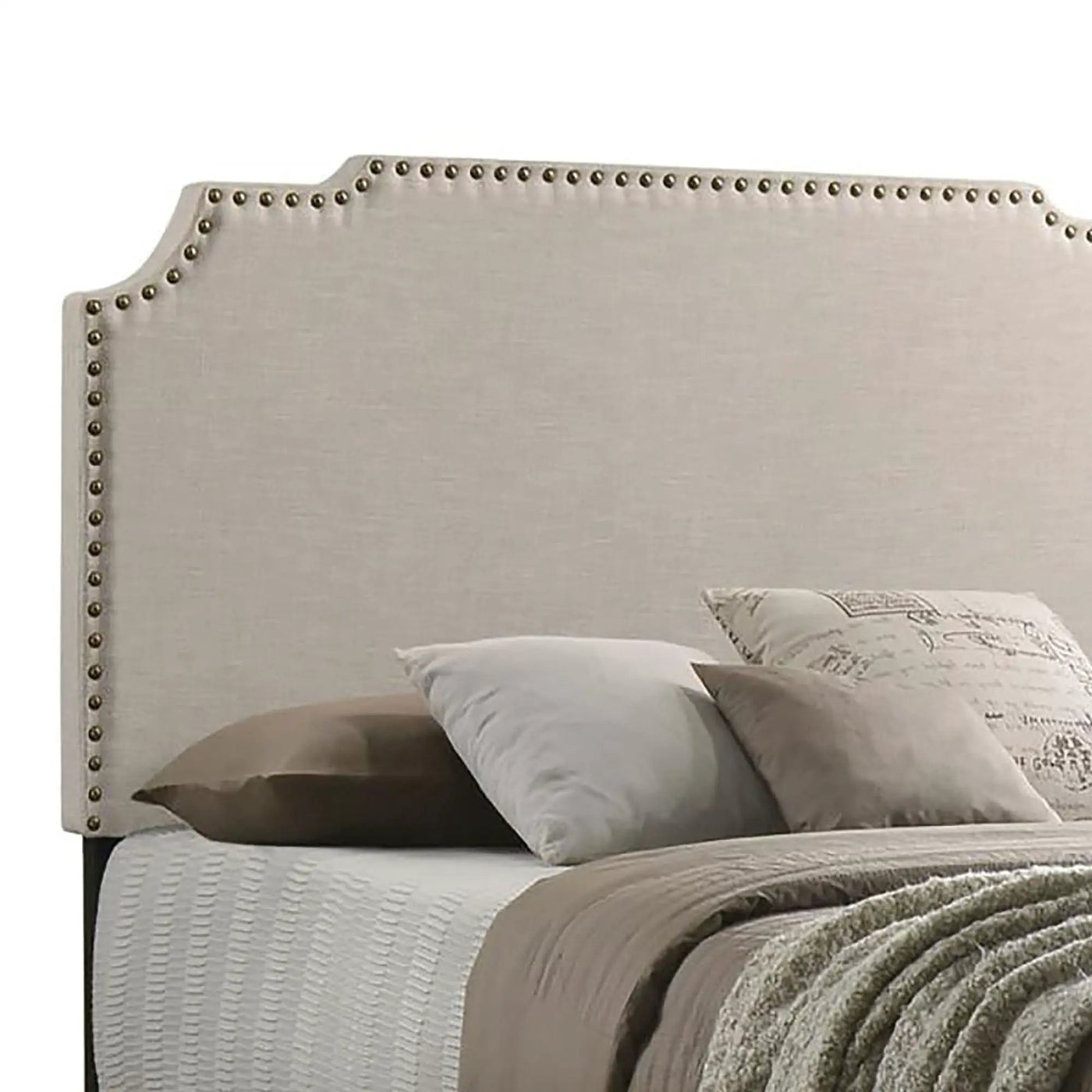 Panel Bed With Nailhead Trim, Upholstered Headboard by HouseOfZazla