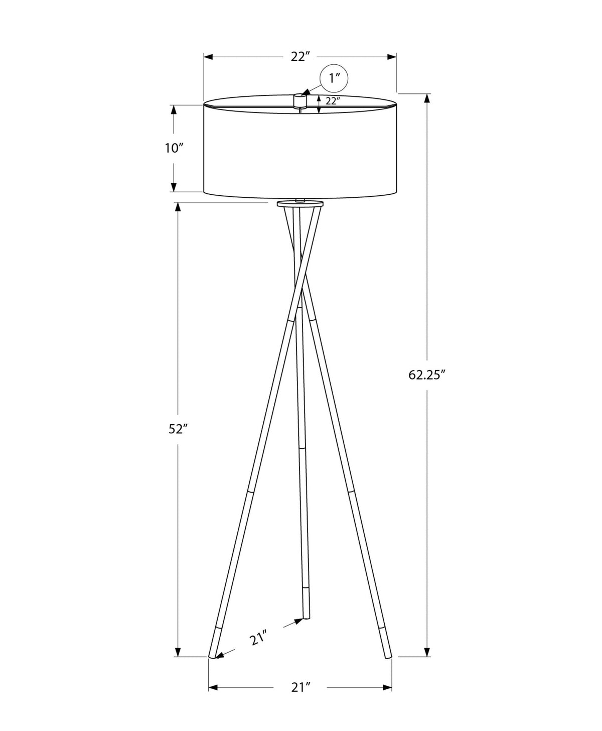 Black Metal Floor Lamp with Ivory Fabric Shade and 3-Way Lighting - Black, photo 3 of 4