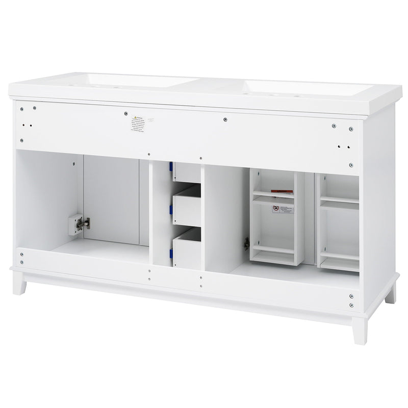 Bathroom Vanity With Double Sinks, 3 Drawers & 4 Doors - White