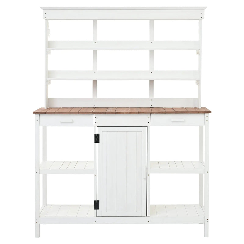 Topmax 66" Large Outdoor Farmhouse Wooden Potting Bench Table by HouseOfZazla