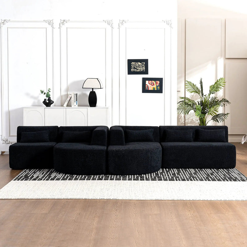 Upholstered Sofa Free Combined Sofa Couch With 2 Chaise Lounge And Five Back Pillows For Living Room by HouseOfZazla