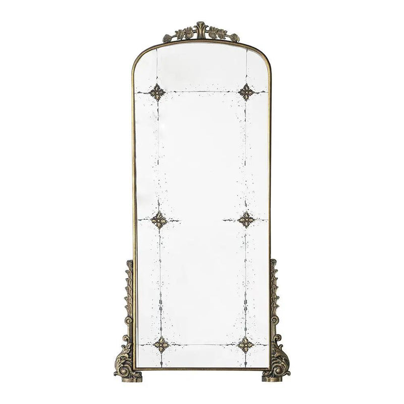 Antique Arched Mirror With Metal Frame, Full Length Mirror For Living Room Bathroom Entryway - Gold by Unique Piece Furniture