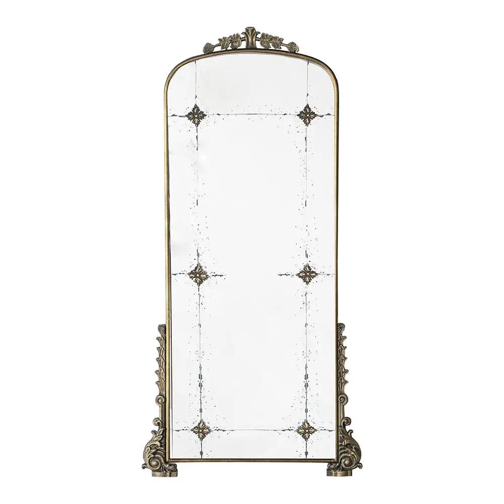 Antique Arched Mirror With Metal Frame, Full Length Mirror For Living Room Bathroom Entryway - Gold by HouseOfZazla