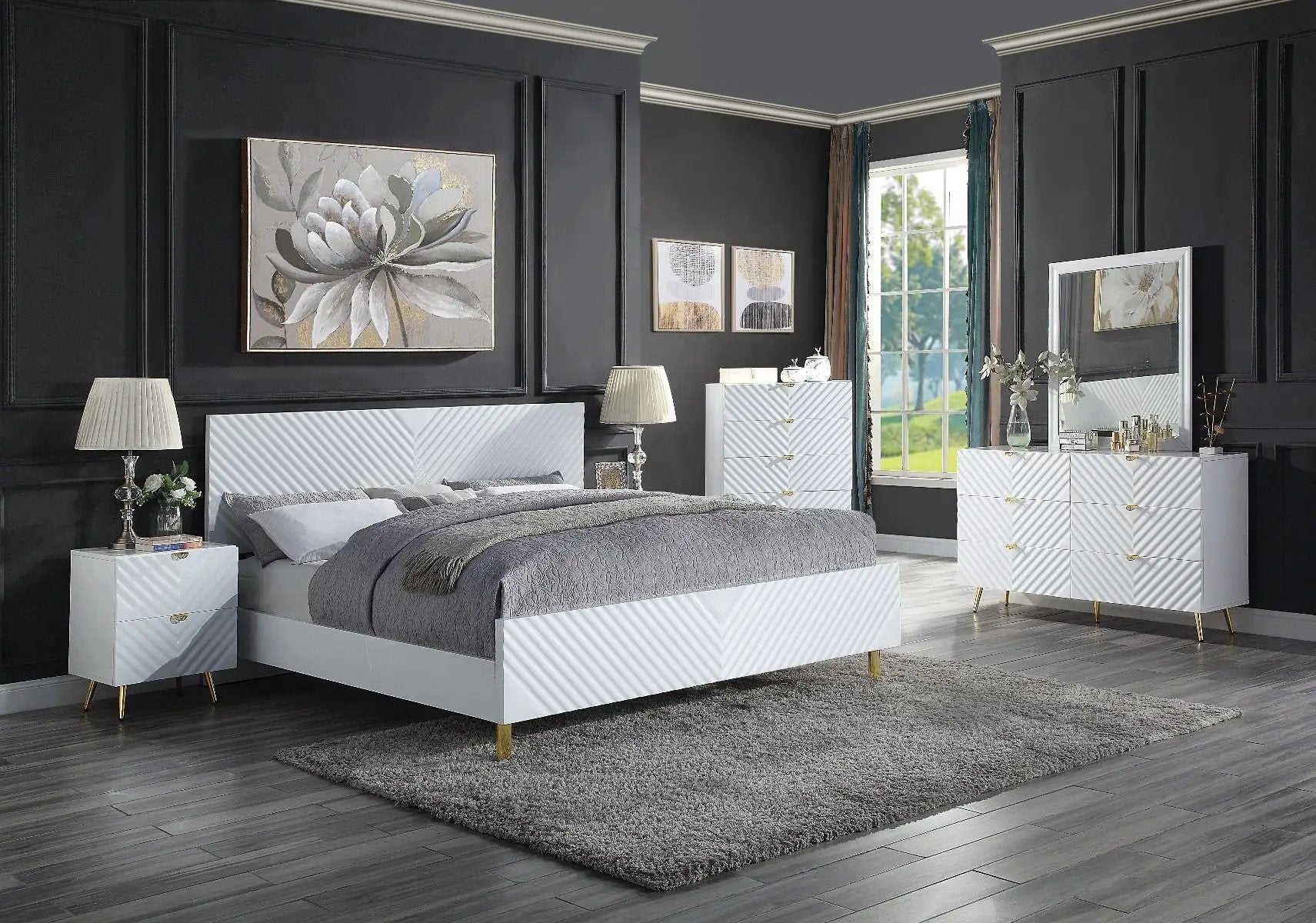 Gaines - 55" Dresser - White High Gloss by Unique Piece Furniture