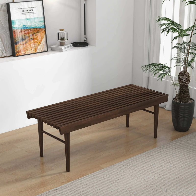 Dark Brown Wood Accent Bench with Solid Wood Frame - Mia, photo 10 of 18