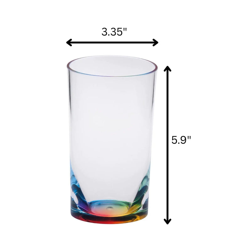 Leading Ware Oval Halo Acrylic Glasses Drinking, 15Oz (Set of 4) Hi Ball, Bpa Free - Clear by HouseOfZazla