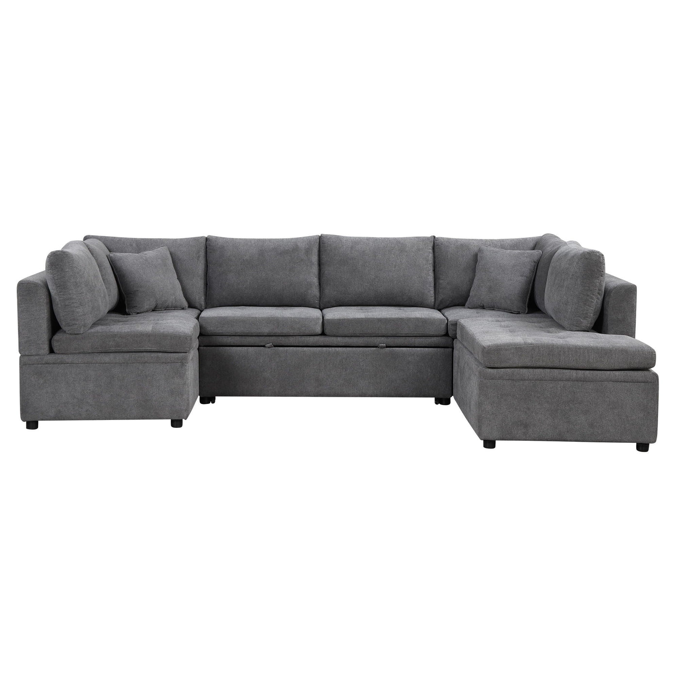 Oversized Sectional Sofa U-Shaped Sofa Couch Pull-Out Sofa Bed With Two Throw Pillows For Living Room by HouseOfZazla