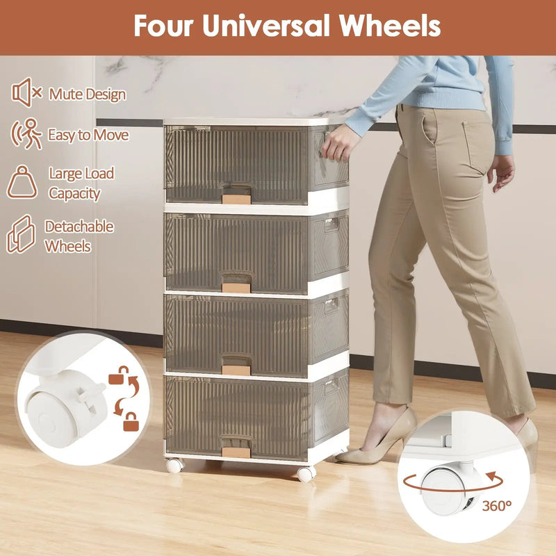 3/4/5/6-Cube Stackable Storage Bins with Detachable Wheels by DirectDeals