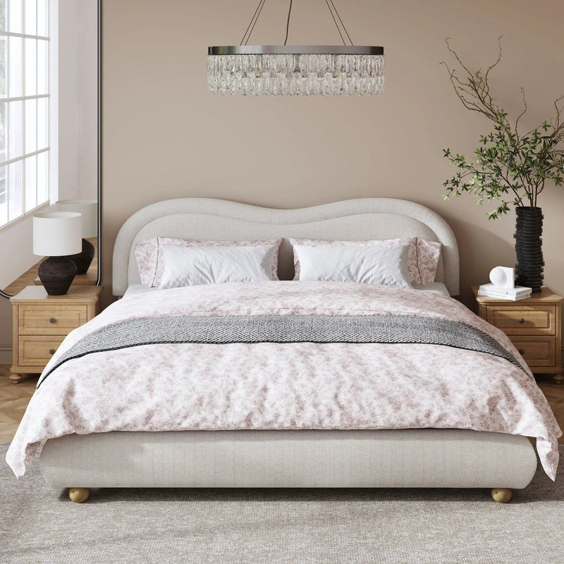 Upholstered Platform Bed Frame With Curved Headboard by HouseOfZazla
