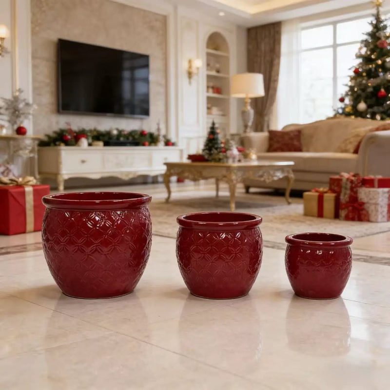 Handmade Ceramic Flower Pot Set of 3 by HouseOfZazla