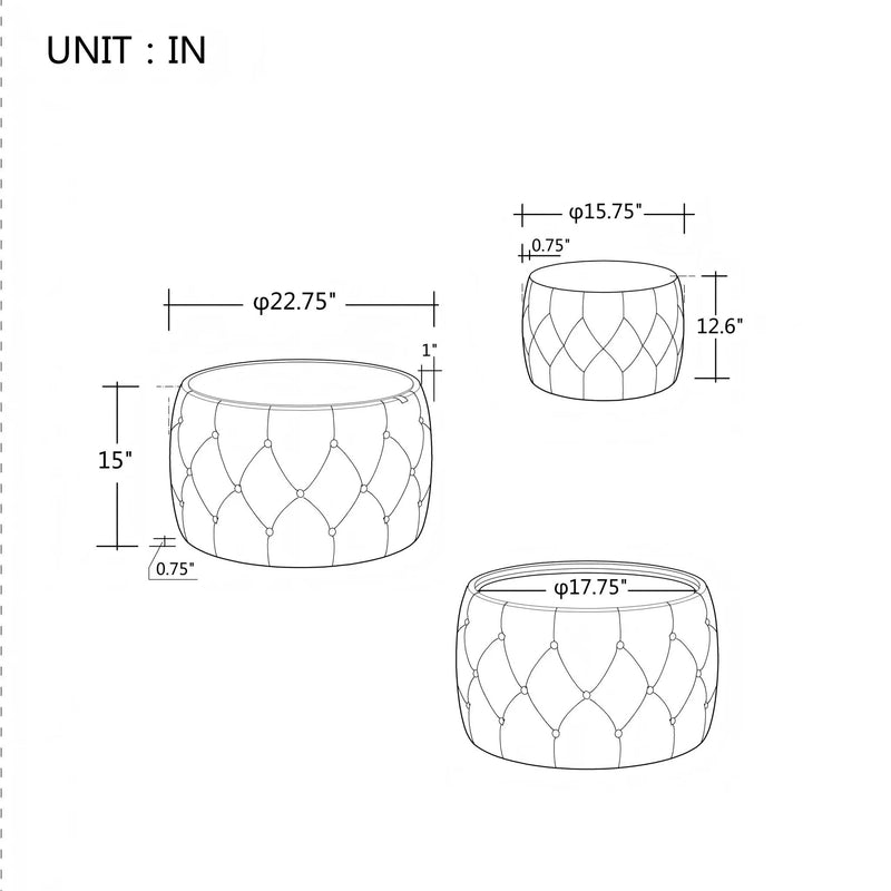 Nesting Ottomans 2 Piece With Tray, 4 In 1 Function by Unique Piece Furniture