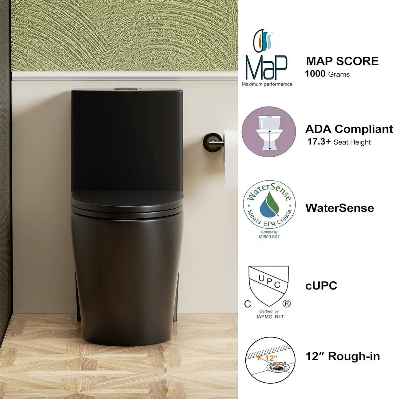 1 Piece Toilet With Tornado Flush, Dual Flush, And ADA Height Comfort Chair by HouseOfZazla