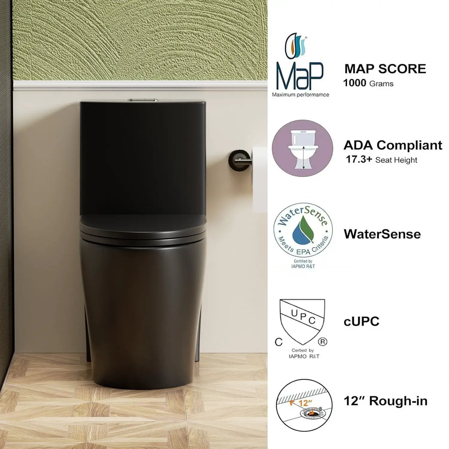 1 Piece Toilet With Tornado Flush, Dual Flush, And ADA Height Comfort Chair by HouseOfZazla