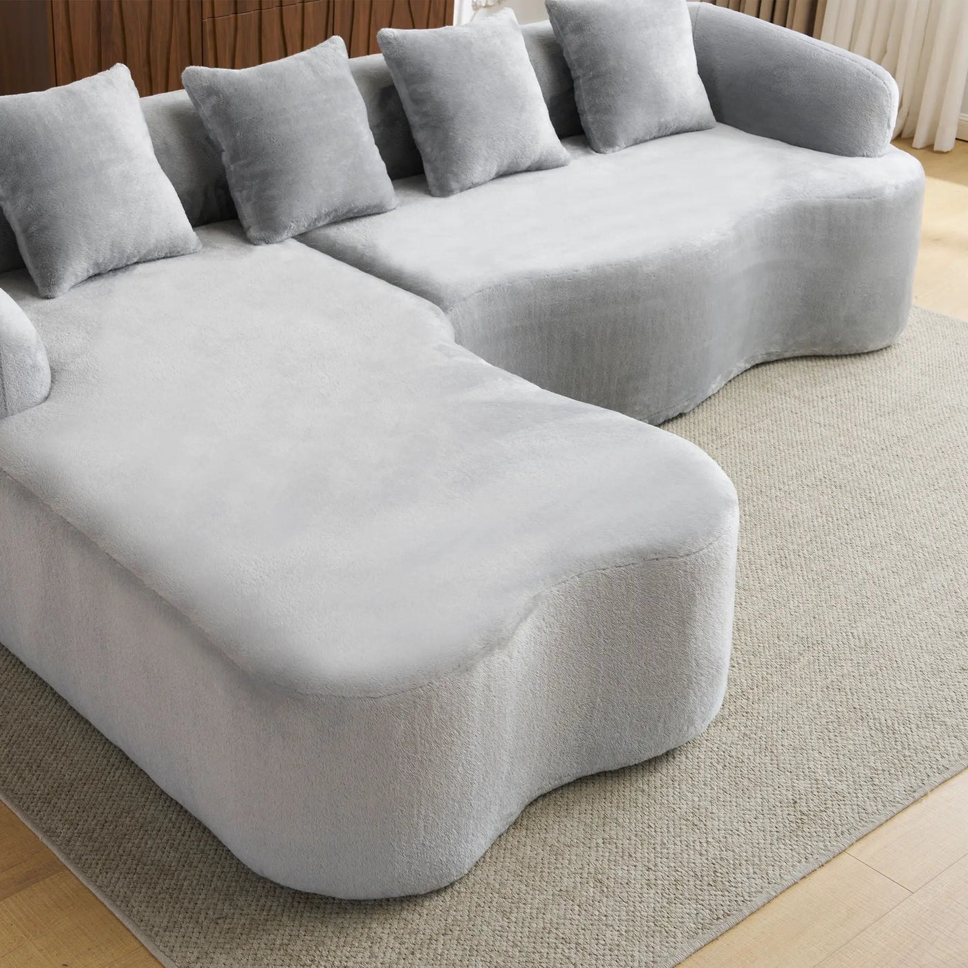 Modular L-Shape Sectional Sofa With Curved Chaise by HouseOfZazla