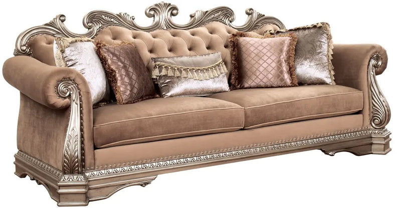 Northville - Sofa With 5 Pillows - Velvet & Antique Silver by Unique Piece Furniture