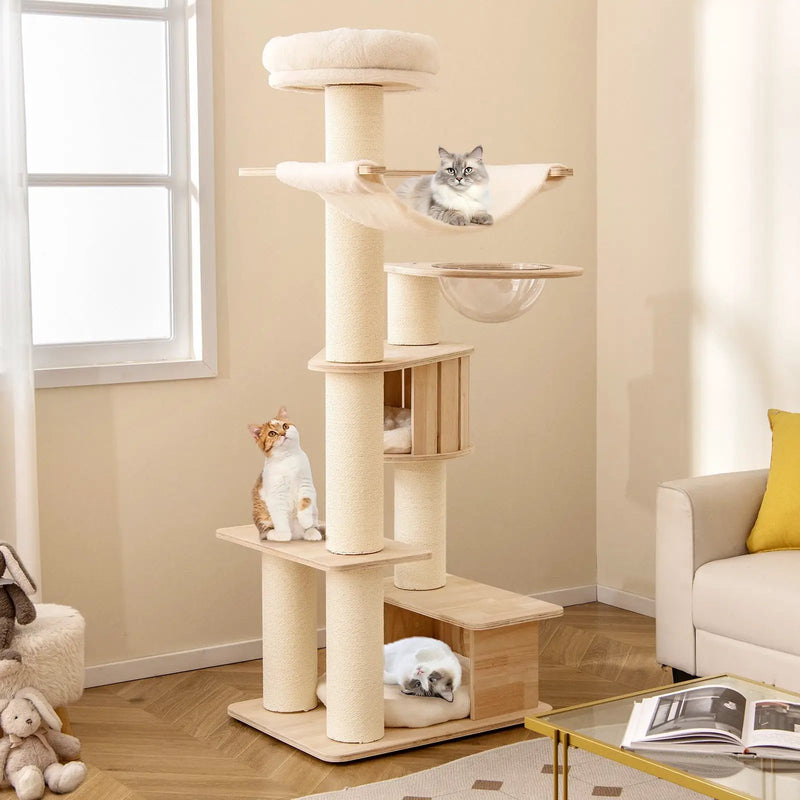 69 Inches Tall Cat Tree with Cozy Top Perch and Washable Plush Cushions by DirectDeals