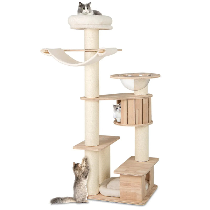 69 Inches Tall Cat Tree with Cozy Top Perch and Washable Plush Cushions by DirectDeals