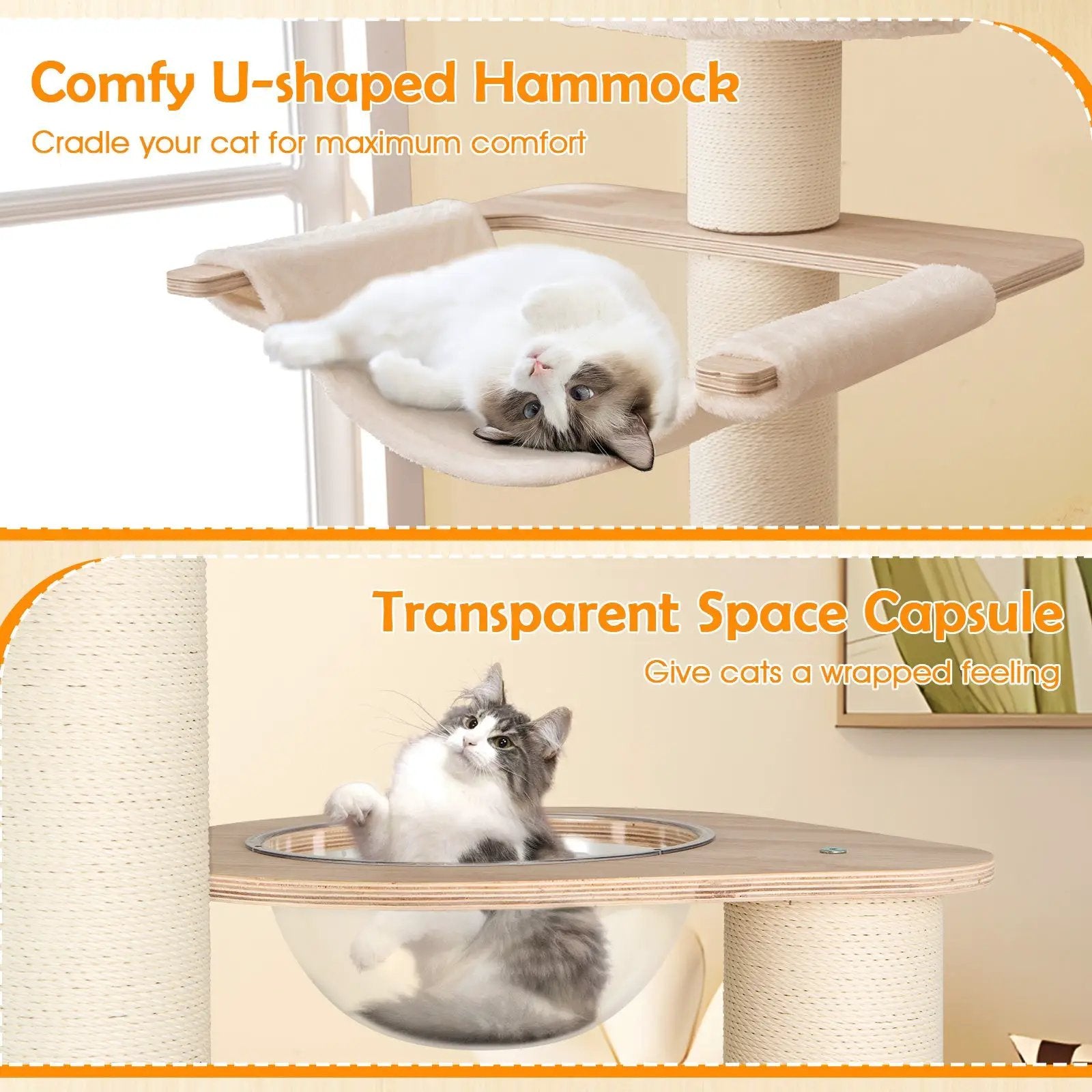 69 Inches Tall Cat Tree with Cozy Top Perch and Washable Plush Cushions by DirectDeals