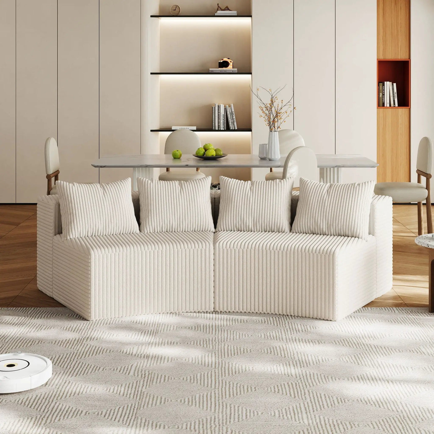 Curved Sectional Sofa With 4 Pillows, Modular Semi Circular Design by HouseOfZazla