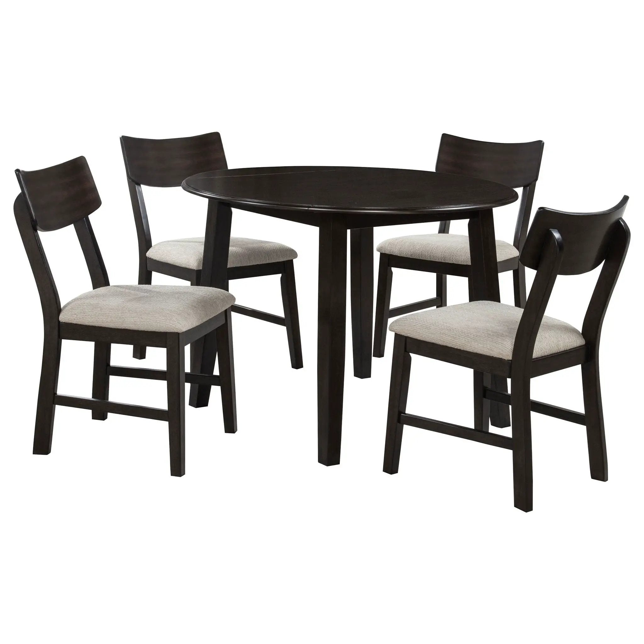Catley 5-piece Round Drop Leaf Dining Table Set Dark Coffee by Unique Piece Furniture