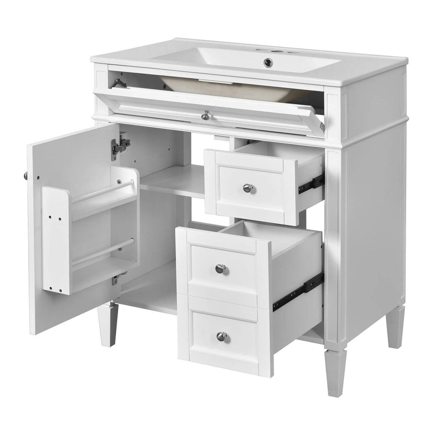 Bathroom Vanity With Top Sink, 2 Drawers & Tip Out Drawer by HouseOfZazla
