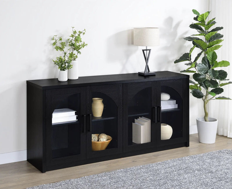 Riva 4-door Dining Sideboard Buffet Storage Credenza Black by Unique Piece Furniture