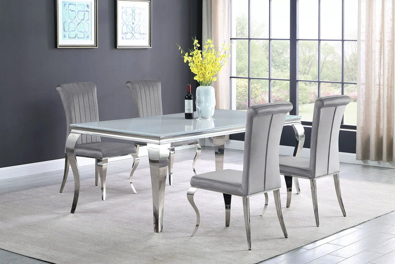 Carone Rectangular 81-inch Glass Top Dining Table White by Unique Piece Furniture