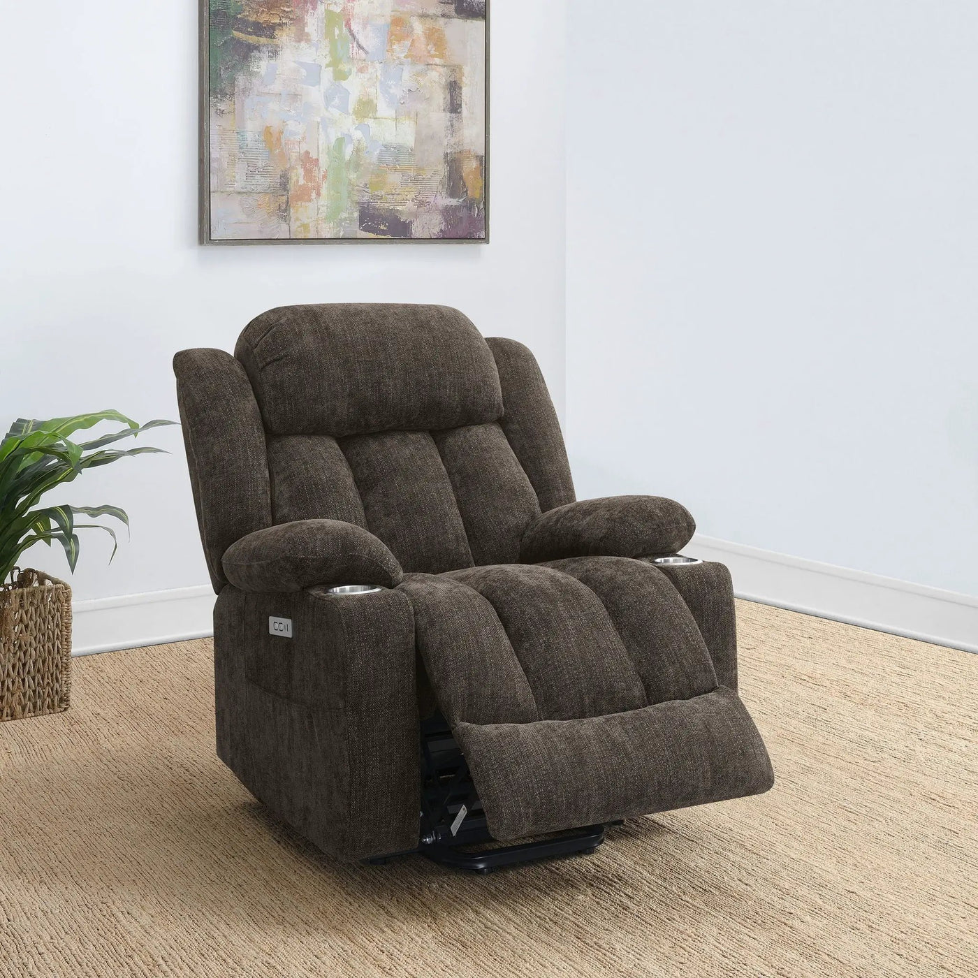 Beca - Upholstered Power Lift Recliner With Cupholders And USB Charging by HouseOfZazla
