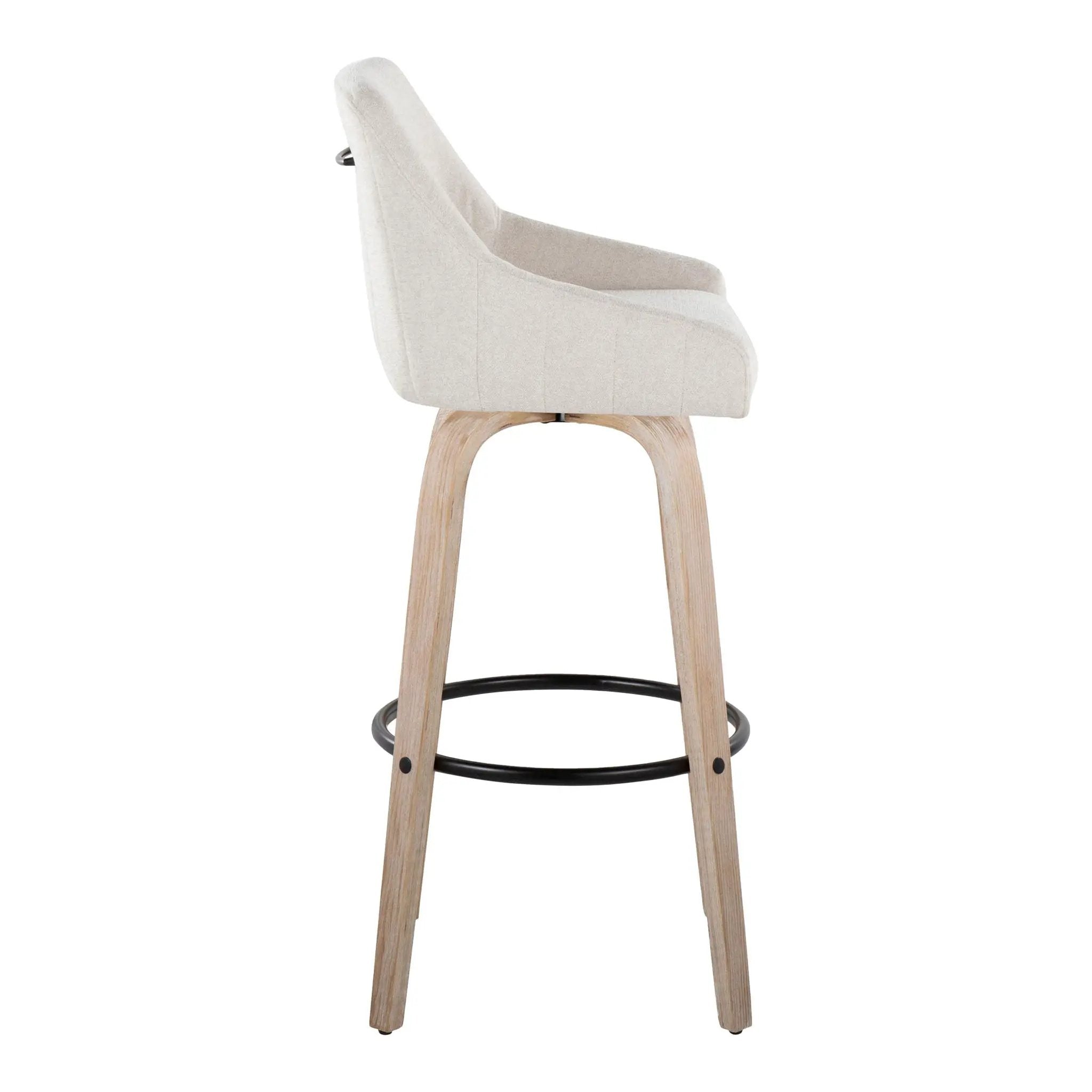 Hannah - Transitional Fixed Height Barstool With Swivel With Round Footrest (Set of 2) by Unique Piece Furniture