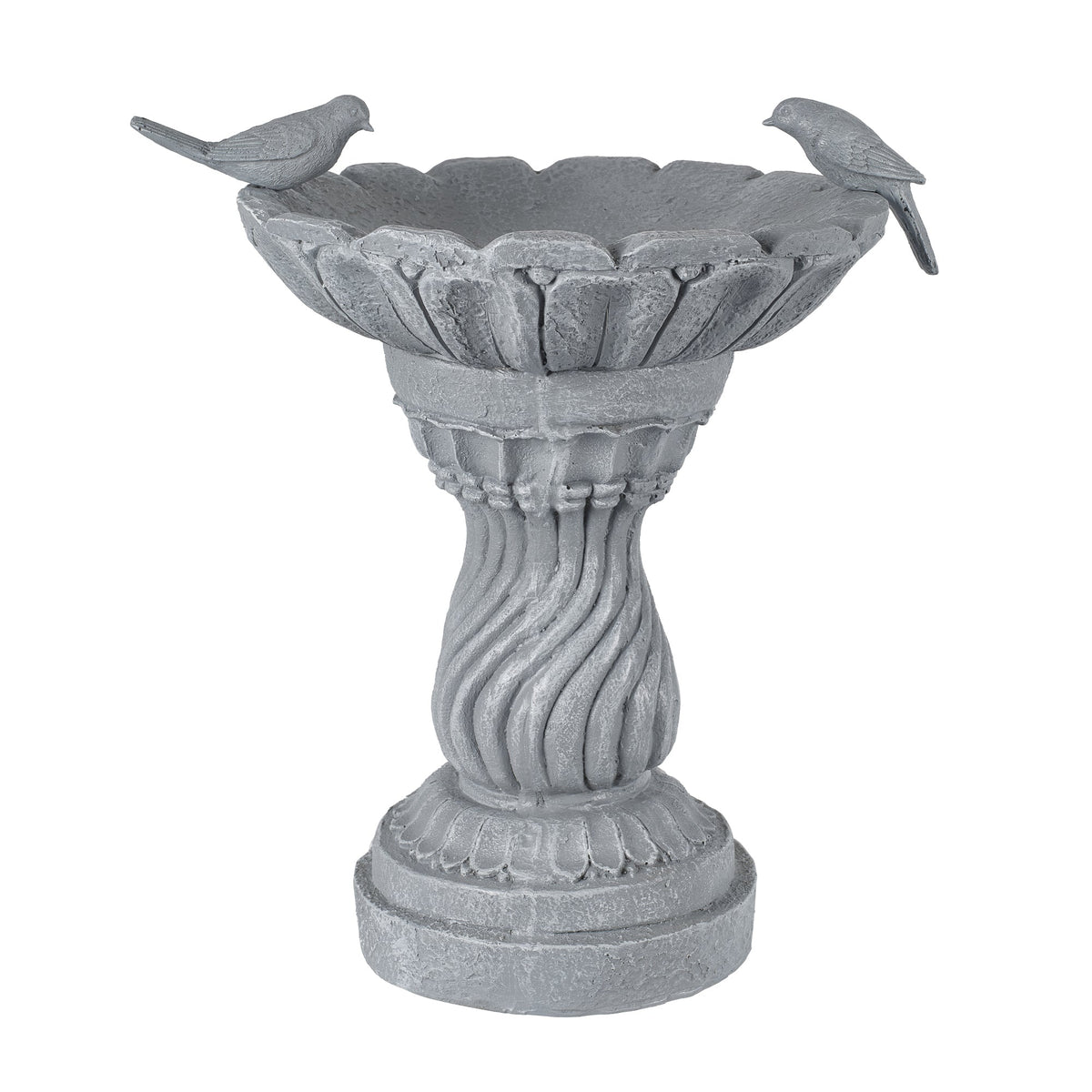 Magnesium Oxide Garden Bird Bath Statue with Vintage Pedestal - Grey, photo 7 of 10