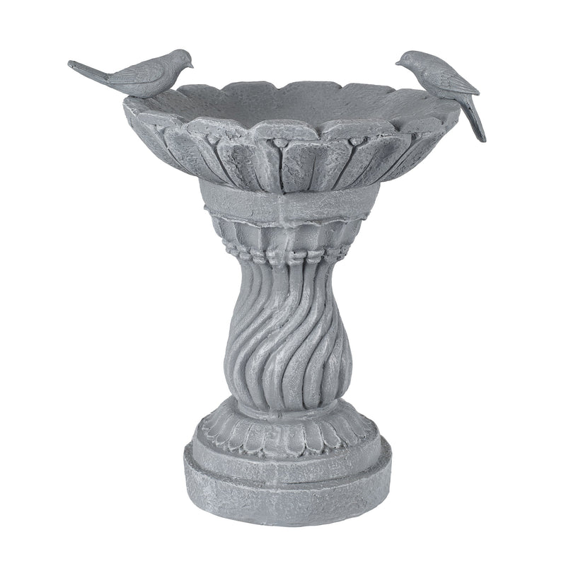 Magnesium Oxide Garden Bird Bath Statue with Vintage Pedestal - Grey, photo 7 of 10