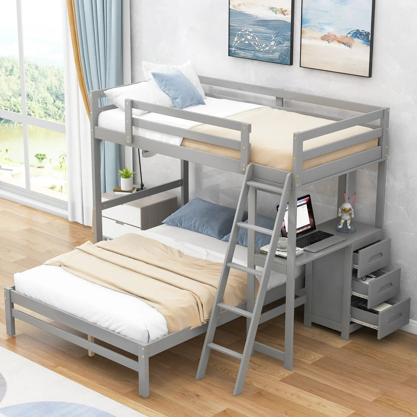 Bunk Bed With Built In Desk And 3 Drawers by HouseOfZazla