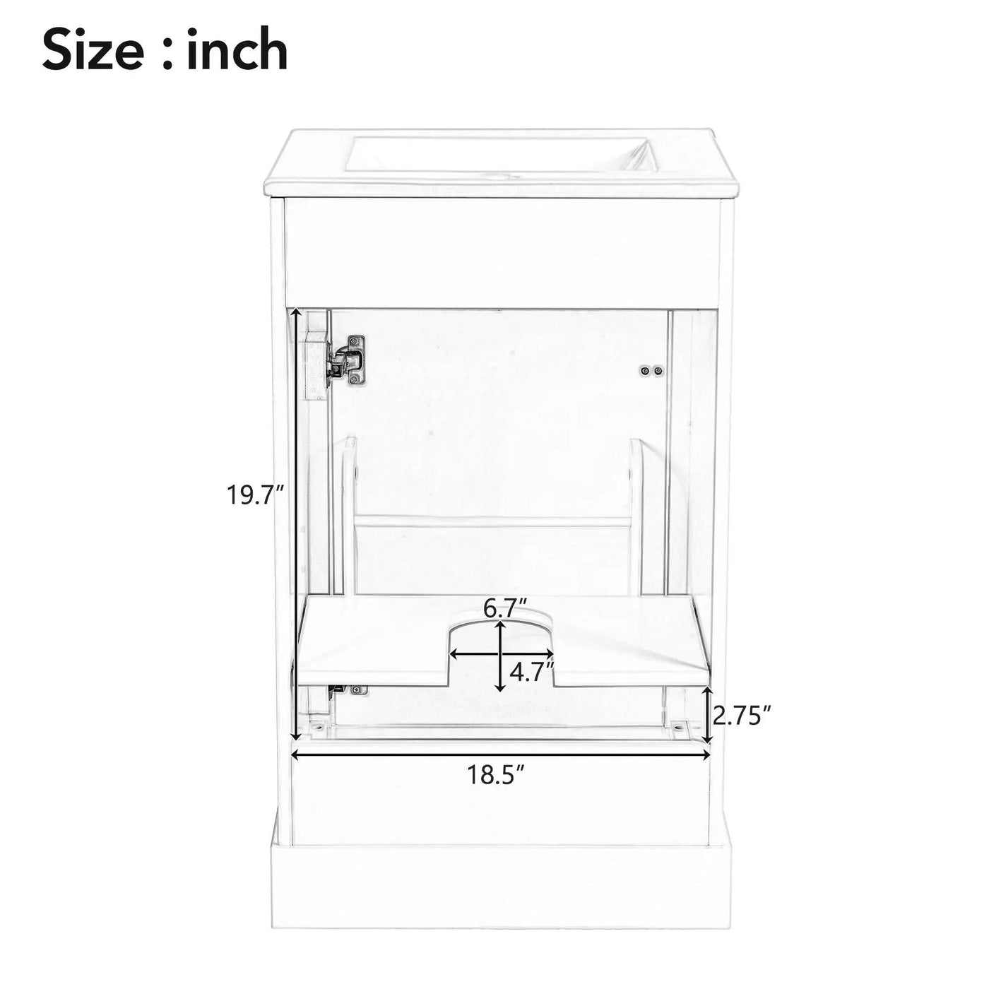 Elegant Bathroom Vanity With Ceramic Sink, Soft Close Door, Adjustable Shelf by HouseOfZazla