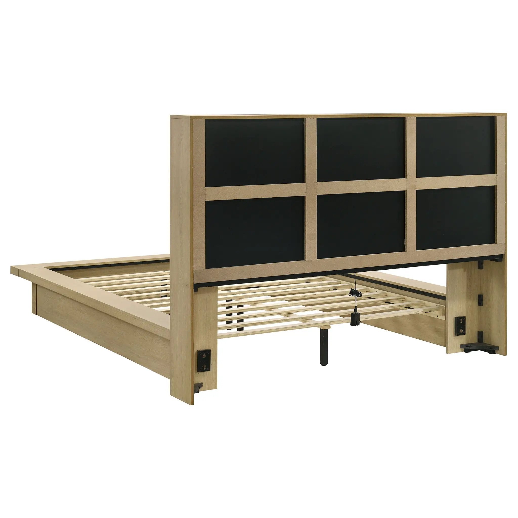 Hendricks Queen Bookcase Headboard Platform Bed Light Oak by Unique Piece Furniture