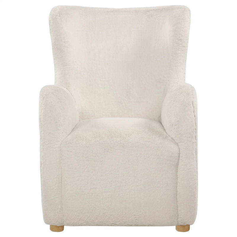Thornton Faux Fur Upholstered Wingback Lounge Accent Chair Cream by Unique Piece Furniture