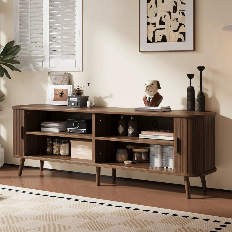 70" TV Stand, Media Center With Ample Storage - Dark Brown