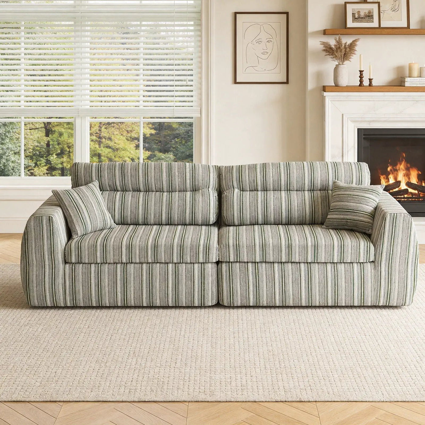 3 Seater, Couch With Throw Pillows For Living Room by HouseOfZazla