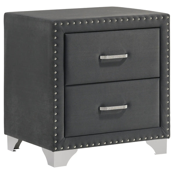 Melody Upholstered 2-drawer Nightstand Grey