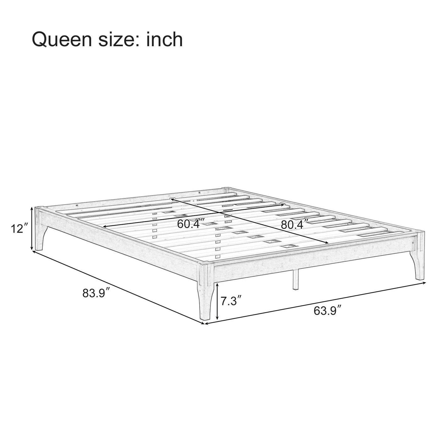 Solid Dry Bamboo Platform Bed Frame, With Slat Support by HouseOfZazla