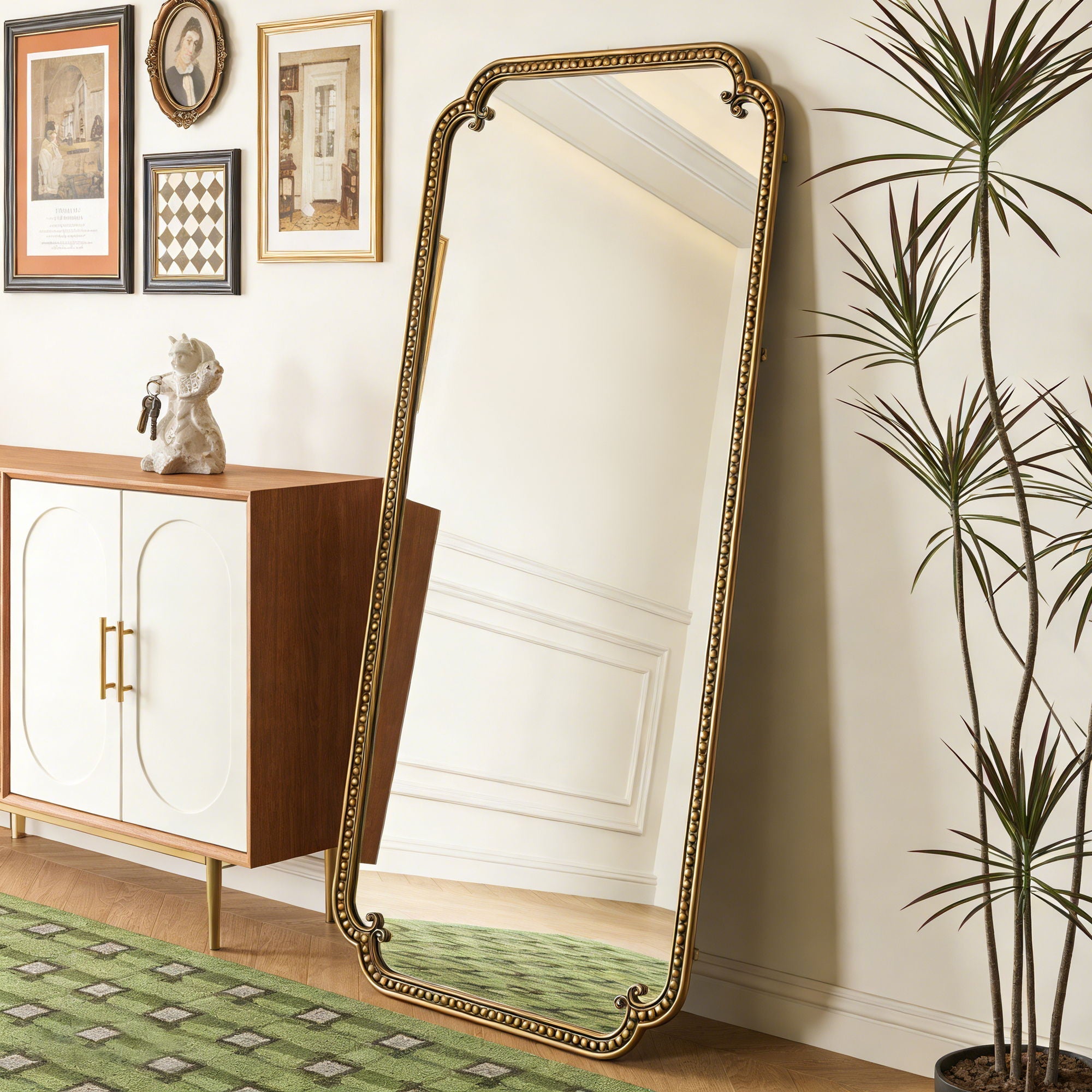 Full Length Mirror With Stand, Floor Standing Dressing For Bedroom - Antique Gold by HouseOfZazla