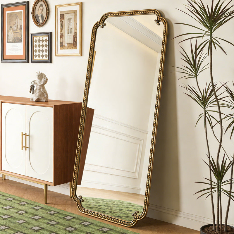 Full Length Mirror With Stand, Floor Standing Dressing For Bedroom - Antique Gold by HouseOfZazla
