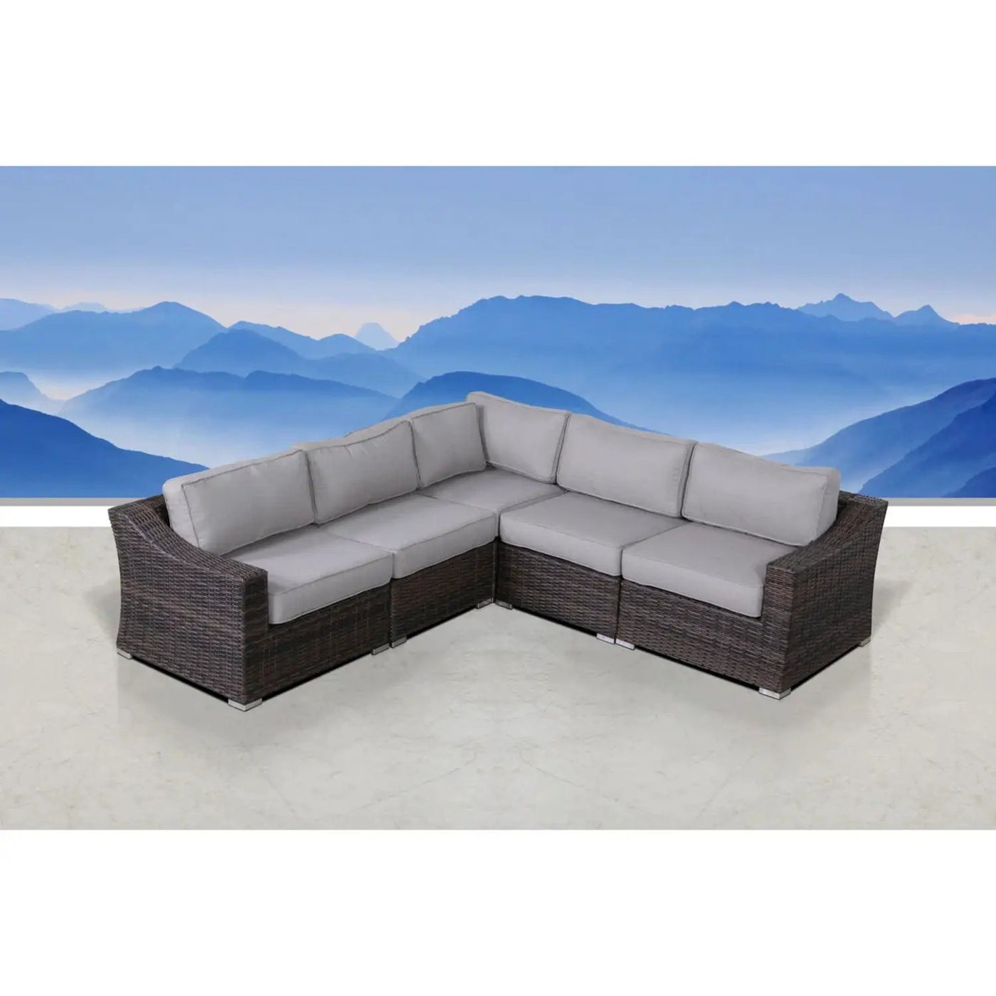 Contemporary Outdoor Rattan Wicker Sectional Seating Group With Cushions by Unique Piece Furniture