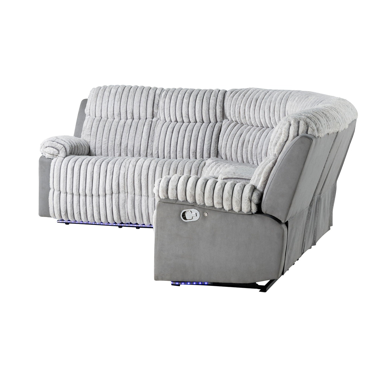 Gray Sectional Reclining Sofa with LED Lighting and Manual Recline, photo 4 of 9