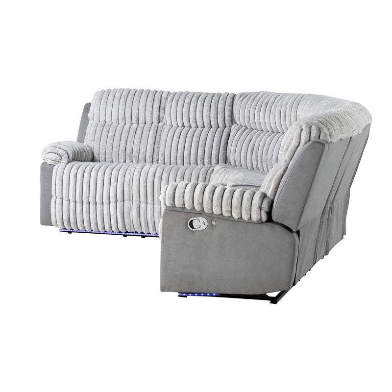 Gray Sectional Reclining Sofa with LED Lighting and Manual Recline, photo 4 of 9