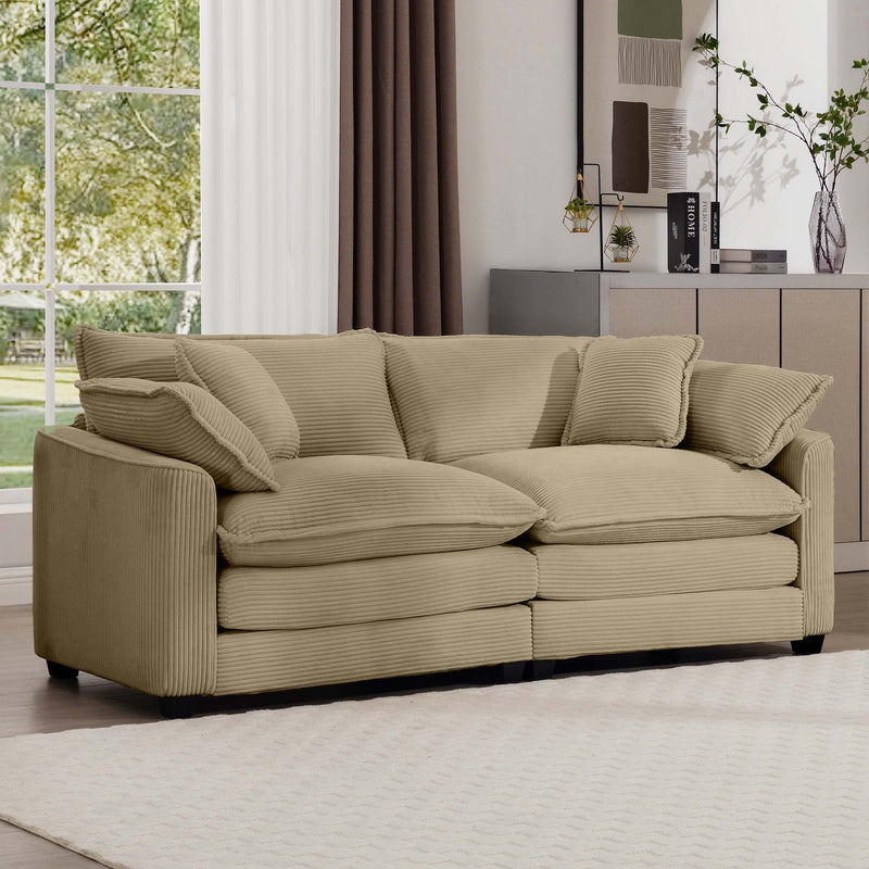 Modern 2 Seater With 4 Pillows, Upholstered Deep Seating Loveseat by Unique Piece Furniture