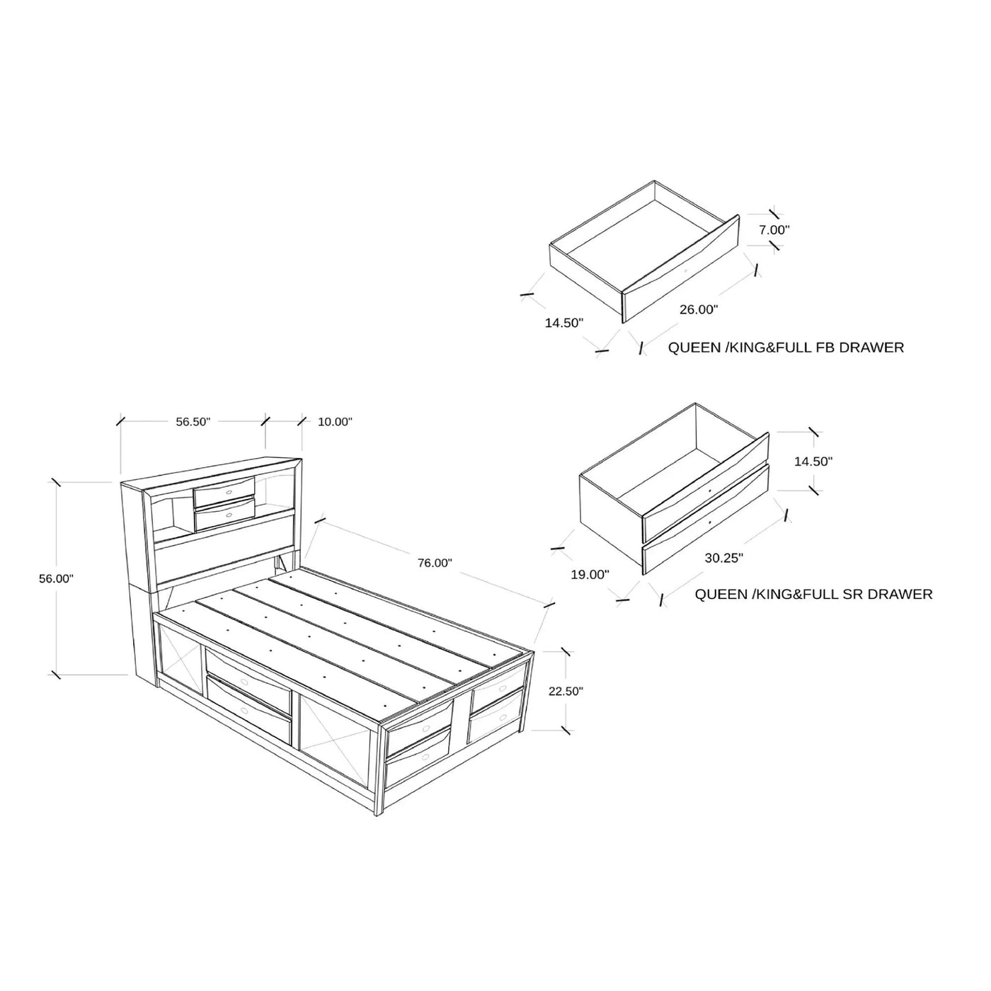 Lucille - Bed With Storage And Bookcase Headboard by Unique Piece Furniture