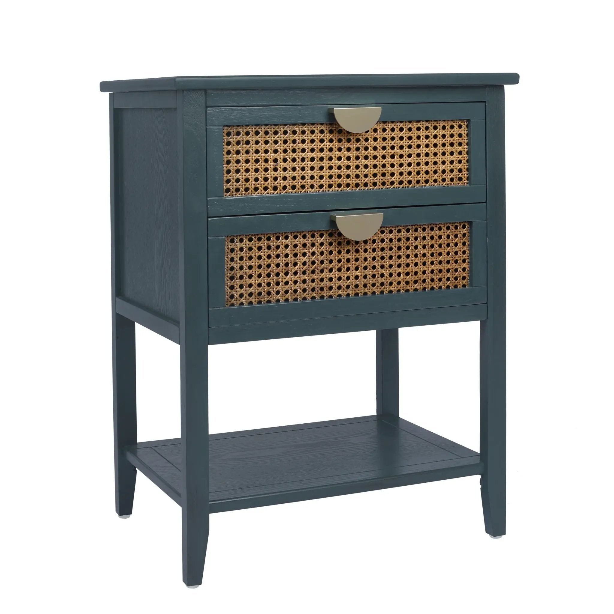 2 Drawer Side Table, Natural Rattan by HouseOfZazla